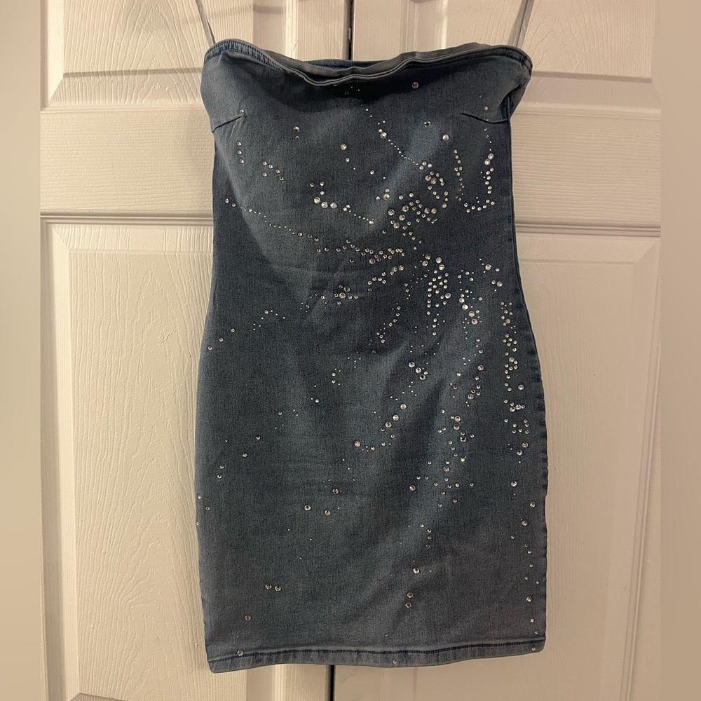 Forever 21 Blue Embellished Mini Tube Dress